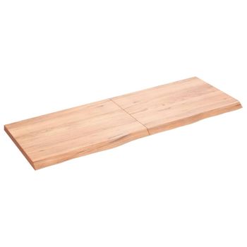 Vidaxl Tablero Mesa Madera Roble Tratada Marrón Claro 140x50x(2-4) Cm