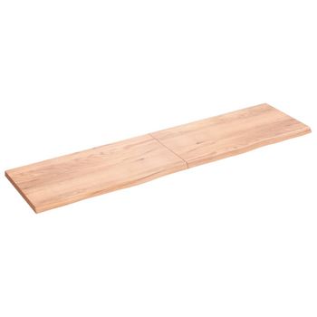 Vidaxl Tablero Mesa Madera Roble Tratada Marrón Claro 200x50x(2-4) Cm