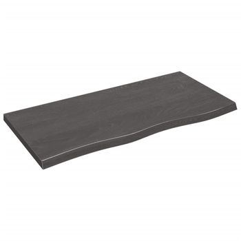 Vidaxl Tablero Mesa Madera Roble Tratada Marrón Oscuro 100x50x(2-4) Cm