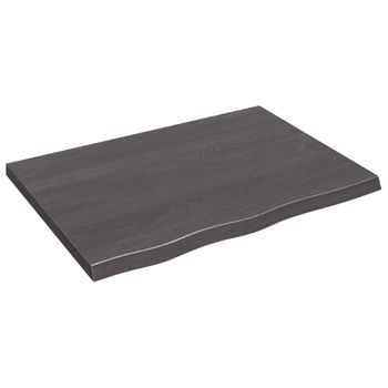 Vidaxl Tablero Mesa Madera Roble Tratada Marrón Oscuro 80x60x(2-4) Cm