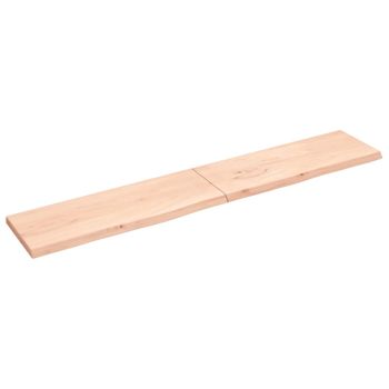 Vidaxl Tablero De Mesa Madera Maciza Roble Sin Tratar 220x40x(2-4) Cm Marrón