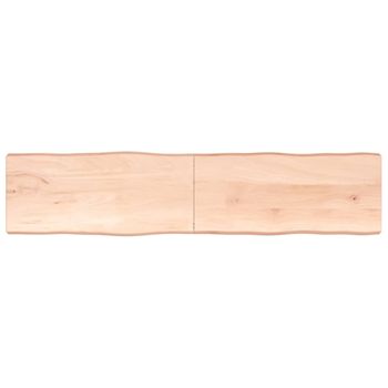 Vidaxl Tablero De Mesa Madera Maciza Borde Natural 220x50x(2-6) Cm Marrón