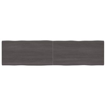 Vidaxl Tablero Mesa Madera Tratada Borde Vivo Marrón 200x50x(2-4) Cm