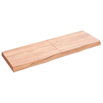 Vidaxl Tablero Mesa Madera Roble Tratada Marrón Claro 120x40x(2-6) Cm