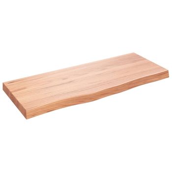 Vidaxl Tablero Mesa Madera Roble Tratada Marrón Claro 100x40x(2-6) Cm