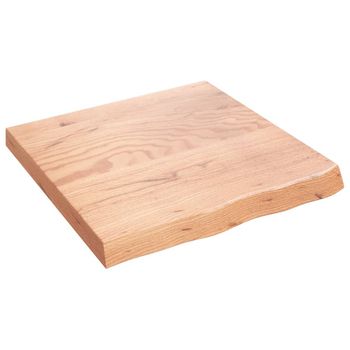 Vidaxl Tablero Mesa Madera Roble Tratada Marrón Claro 60x60x(2-6) Cm