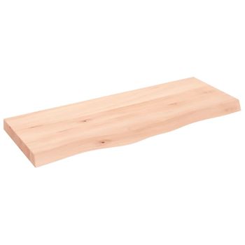 Vidaxl Tablero De Mesa Madera Maciza Roble Sin Tratar 100x40x(2-6) Cm Marrón