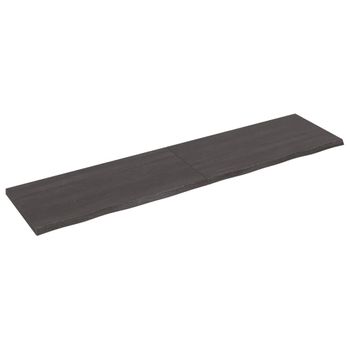 Vidaxl Tablero Mesa Madera Roble Tratada Marrón Oscuro 200x50x(2-4) Cm