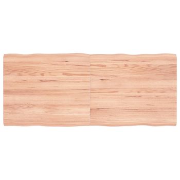 Vidaxl Tablero Mesa Madera Tratada Borde Natural Marrón 140x60x(2-4)cm