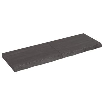 Vidaxl Tablero Mesa Madera Roble Tratada Marrón Oscuro 120x40x(2-6) Cm