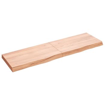 Vidaxl Tablero Mesa Madera Roble Tratada Marrón Claro 140x40x(2-6) Cm