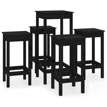 Vidaxl Set De Bar 5 Piezas Madera Maciza De Pino Negro