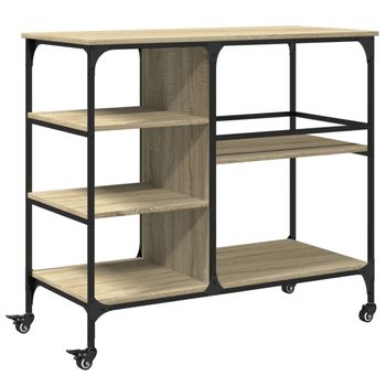 Vidaxl Carrito De Cocina Madera Ingeniería Roble Sonoma 100x45x89,5 Cm Marrón