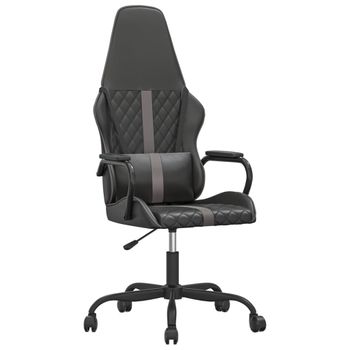 Vidaxl Silla Gaming Con Masaje Cuero Sintético Gris Y Negro