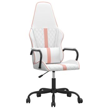 Vidaxl Silla Gaming Cuero Sintético Blanco Y Rosa