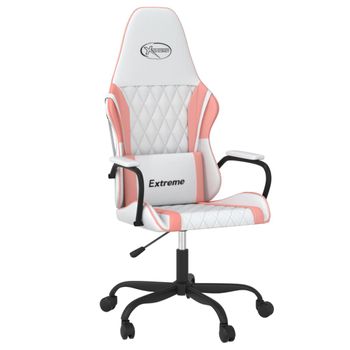 Vidaxl Silla Gaming De Masaje Cuero Sintético Blanco Y Rosa