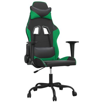 Vidaxl Silla Gaming Cuero Sintético Negro Y Verde