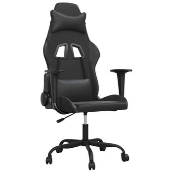 Vidaxl Silla Gaming Con Masaje Cuero Sintético Negro