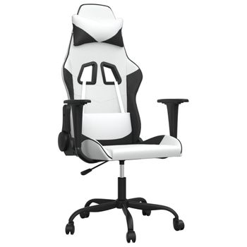 Vidaxl Silla Gaming Cuero Sintético Blanco Y Negro