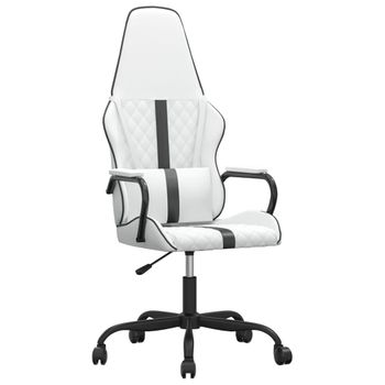 Vidaxl Silla Gaming De Masaje Cuero Sintético Negro Y Blanco