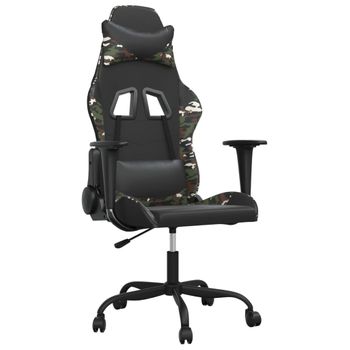 Vidaxl Silla Gaming De Masaje Cuero Sintético Negro Y Camuflaje Multicolor