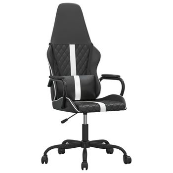 Vidaxl Silla Gaming De Masaje Cuero Sintético Blanco Y Negro