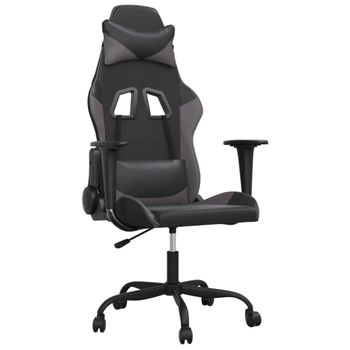 Vidaxl Silla Gaming De Masaje Cuero Sintético Negro Y Gris