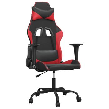 Vidaxl Silla Gaming De Masaje Cuero Sintético Negro Y Rojo