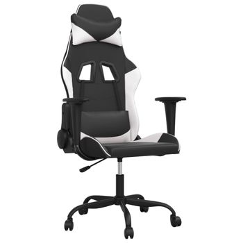 Vidaxl Silla Gaming De Masaje Cuero Sintético Negro Y Blanco