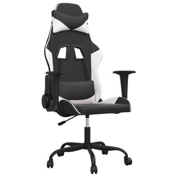 Vidaxl Silla Gaming Cuero Sintético Negro Y Blanco