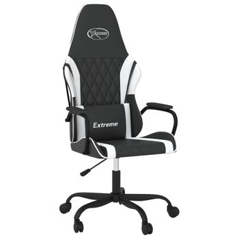 Vidaxl Silla Gaming De Masaje Cuero Sintético Negro Y Blanco