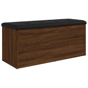 Vidaxl Banco Con Almacenaje Madera Ingeniería Roble Marrón 102x42x45cm