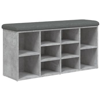 Vidaxl Banco Zapatero Madera De Ingeniería Gris Hormigón 102x32x50 Cm