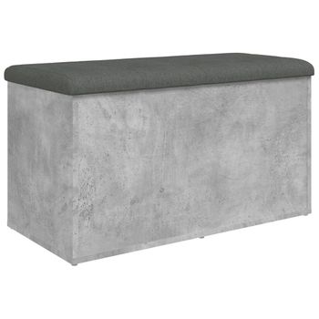 Vidaxl Banco Con Almacenaje Madera Ingeniería Gris Hormigón 82x42x45cm