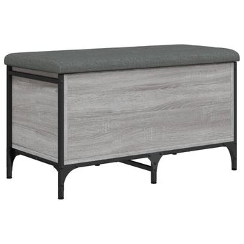 Vidaxl Banco Con Almacenaje Madera Ingeniería Gris Sonoma 82x42x45 Cm