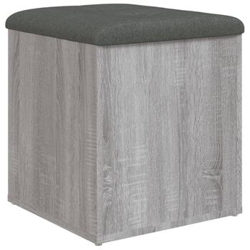 Vidaxl Banco Con Almacenaje Madera Ingeniería Gris Sonoma 42x42x45 Cm