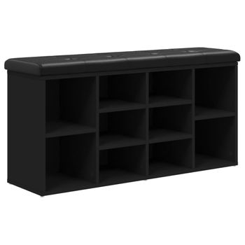 Vidaxl Banco Zapatero Madera De Ingeniería Negro 102x32x50 Cm