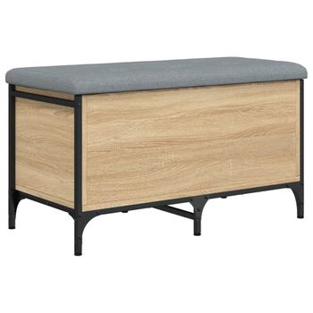 Vidaxl Banco Con Almacenaje Madera Ingeniería Roble Sonoma 82x42x45 Cm Marrón