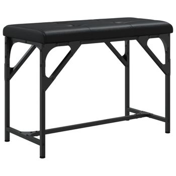 Vidaxl Banco De Comedor Acero Y Cuero Sintético Negro 62x32x45 Cm