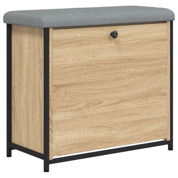 Vidaxl Banco Zapatero Con Cajón Abatible Roble Sonoma 62x32x56 Cm Marrón