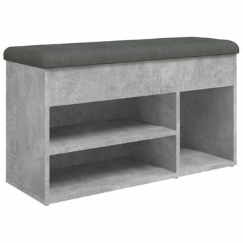 Vidaxl Banco Zapatero Madera De Ingeniería Gris Hormigón 82x32x45,5 Cm