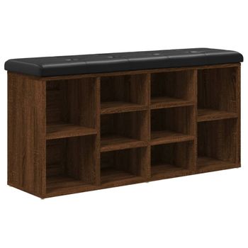 Vidaxl Banco Zapatero Madera De Ingeniería Marrón Roble 102x32x50 Cm