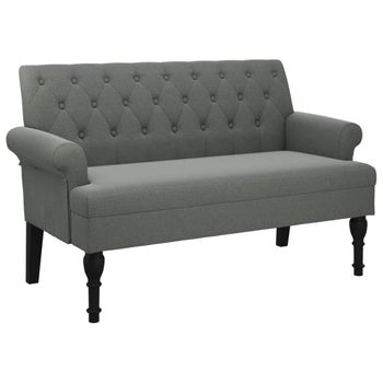 Vidaxl Banco Con Respaldo Tela Gris Oscuro 120x62x75,5 Cm