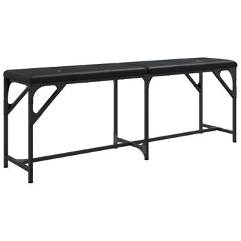 Vidaxl Banco De Comedor Acero Y Cuero Sintético Negro 124x32x45 Cm