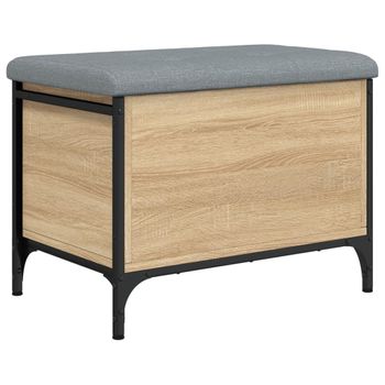 Vidaxl Banco Con Almacenaje Madera Ingeniería Roble Sonoma 62x42x45 Cm Marrón