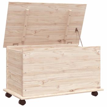 Vidaxl Baúl De Almacenaje Con Ruedas Alta Madera Maciza 73x39,5x44 Cm Marrón