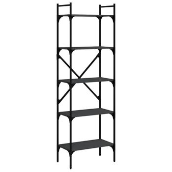 Vidaxl Librería De 5 Estantes Madera De Ingeniería Negro 56x31,5x174cm