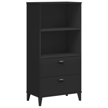 Vidaxl Librería Viken Madera Maciza De Pino Negro 60x35x123 Cm