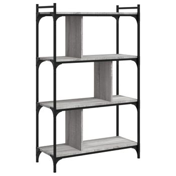 Vidaxl Librería 4 Estantes Madera Ingeniería Gris Sonoma 76x32x123 Cm