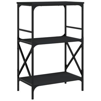 Vidaxl Librería De 3 Estantes Madera Ingeniería Negro 56x35x90,5 Cm